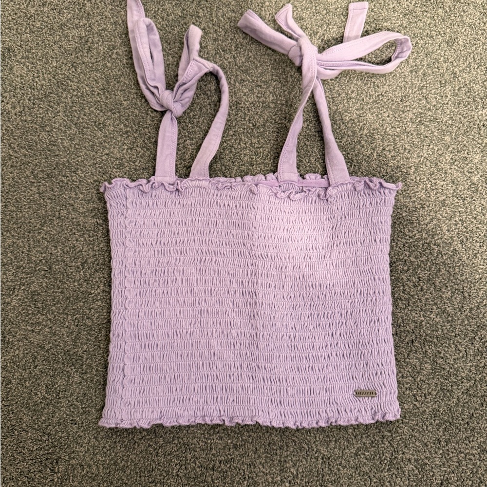 Hollister Lavender Smocked Top with Tie Straps